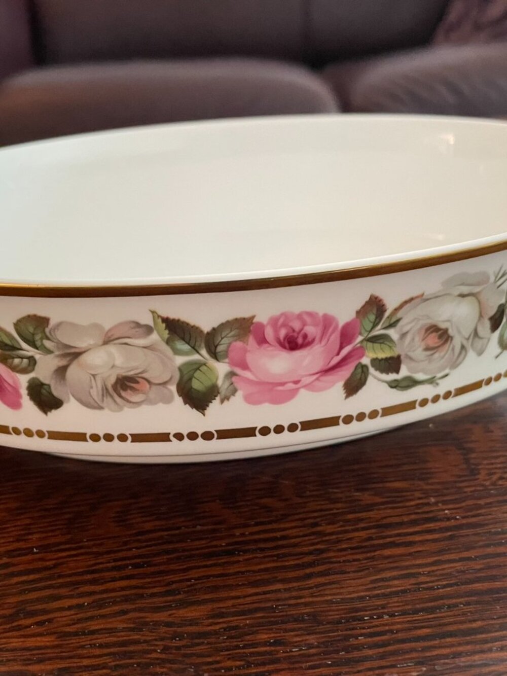 Royal Worcester royal garden Oval Serving Bowl 9" long in Mint.  Dot and dash. - Picture 9 of 9